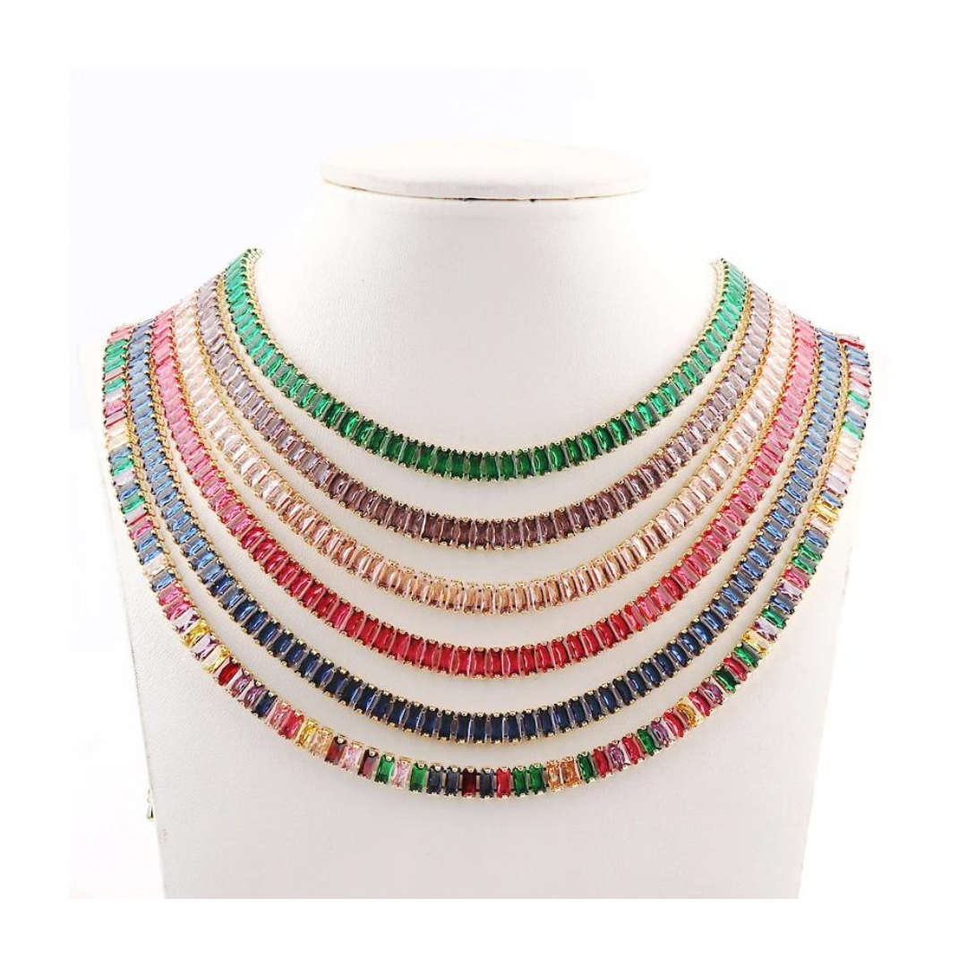 Coloured Tennis Necklace