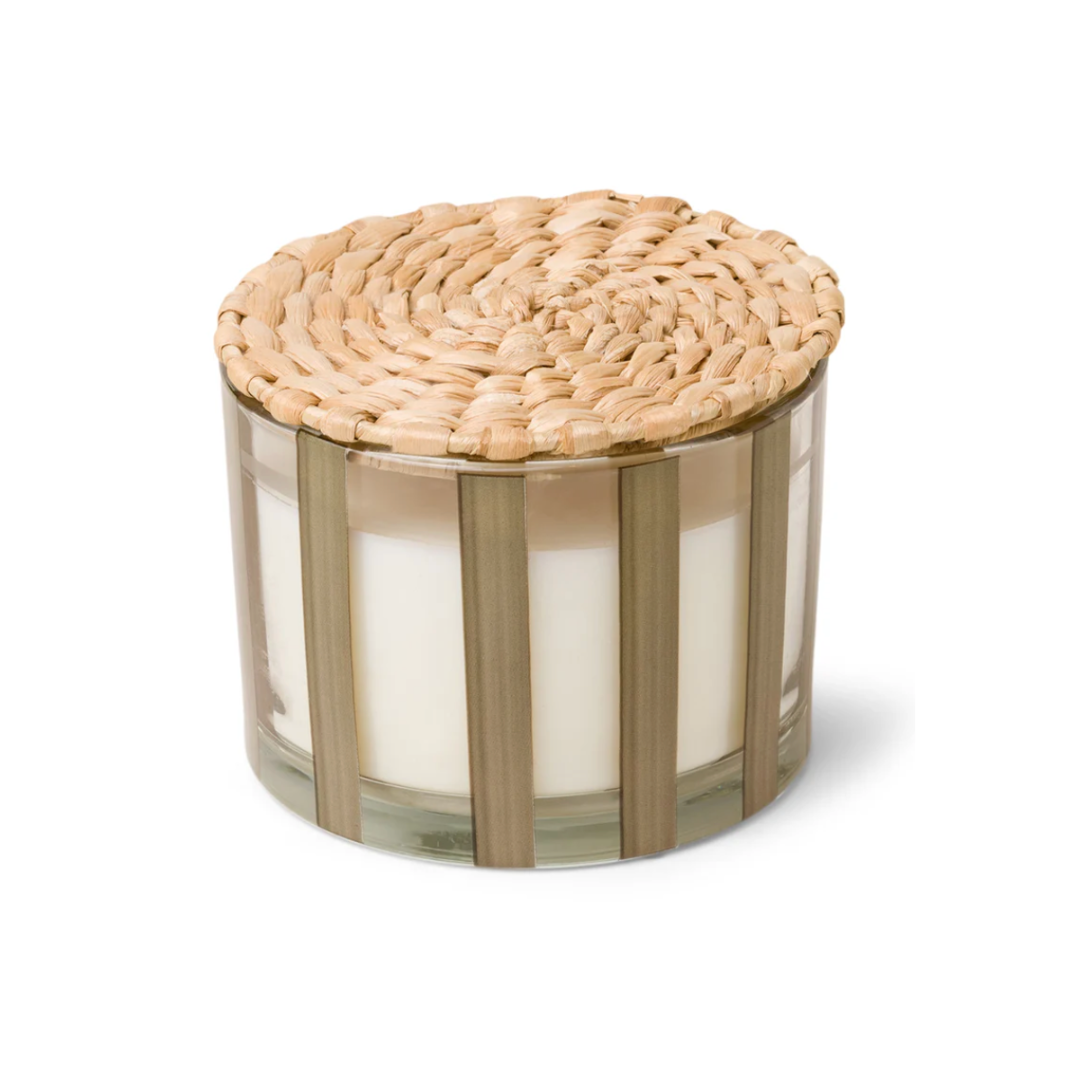 Striped Glass Candle (340g) - Cotton & Teak