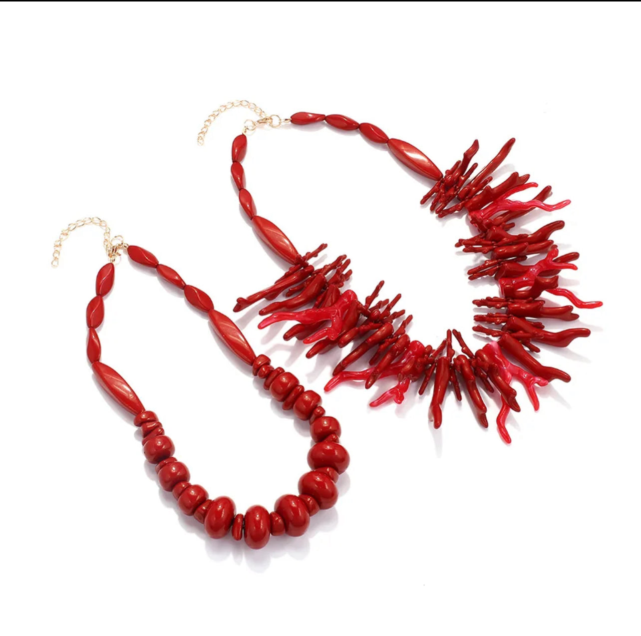 Red Coral Double Necklace